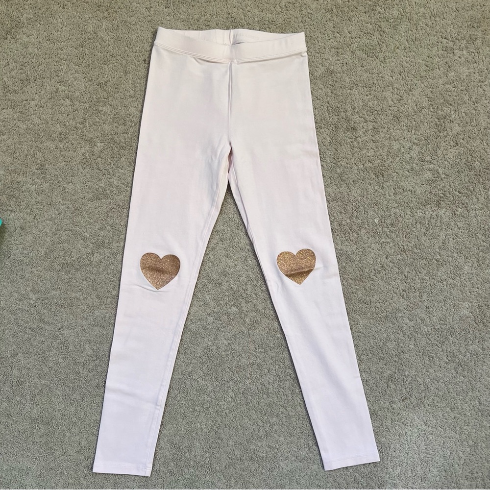 Crewcuts light pink leggings with hearts